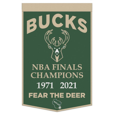 Milwaukee Bucks Banner Wool 24x38 Dynasty Champ Design