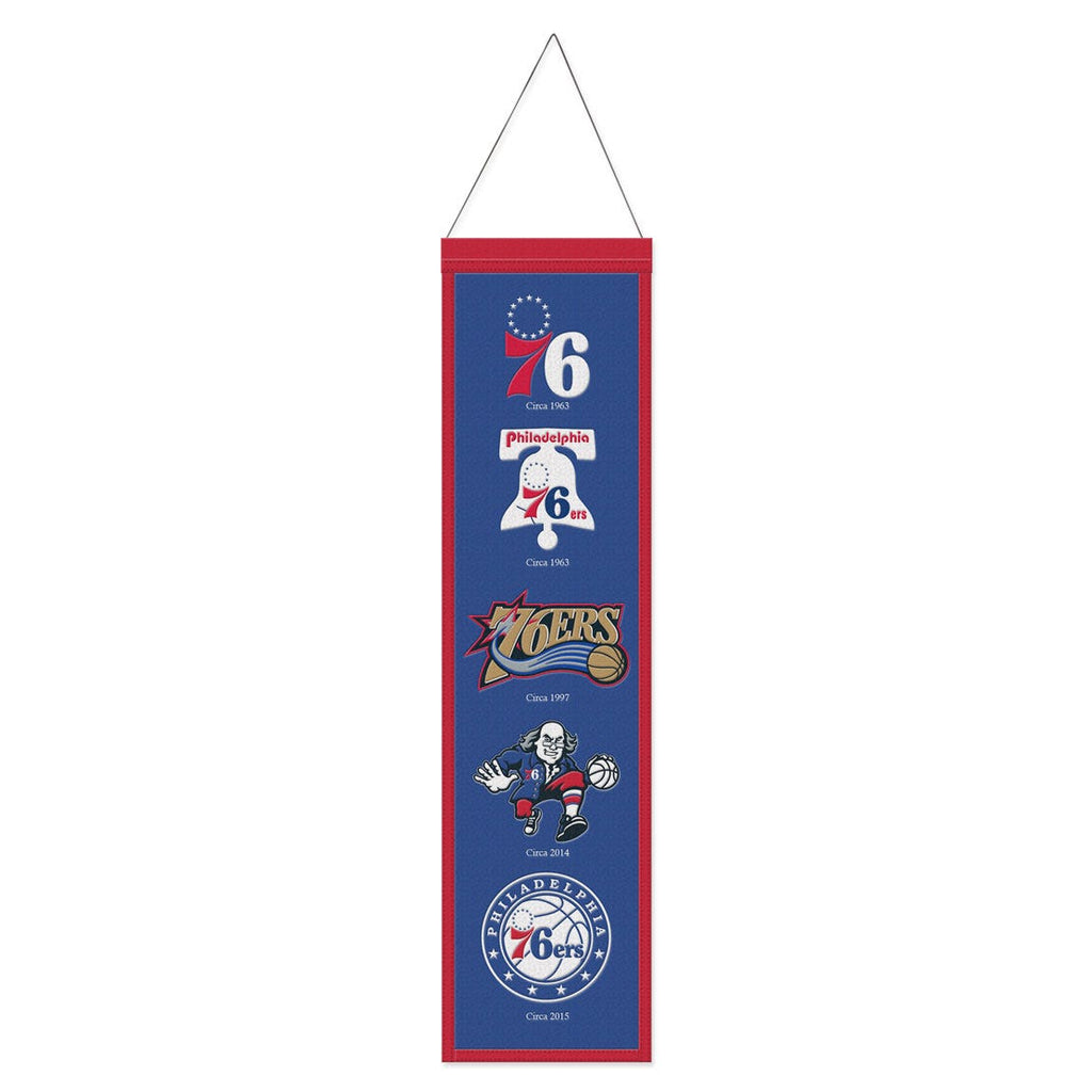 Philadelphia 76ers Banner Wool 8x32 Heritage Evolution Design - Special Order