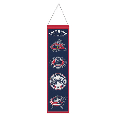 Columbus Blue Jackets Banner Wool 8x32 Heritage Evolution Design - Special Order