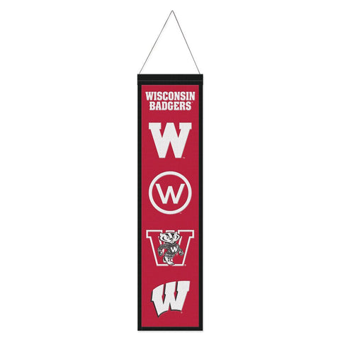 Wisconsin Badgers Banner Wool 8x32 Heritage Evolution Design - Special Order