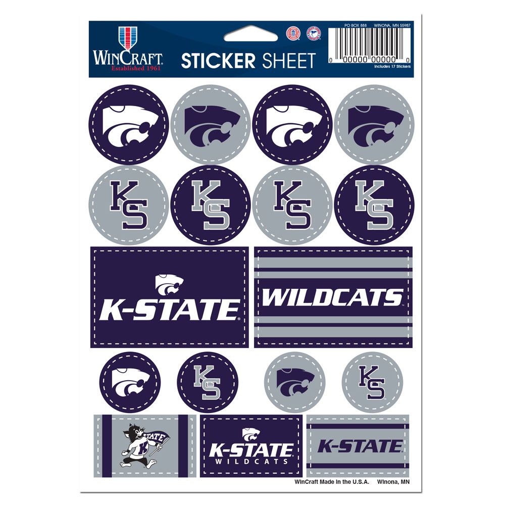 Kansas State Wildcats Decal Sheet 5x7 Vinyl