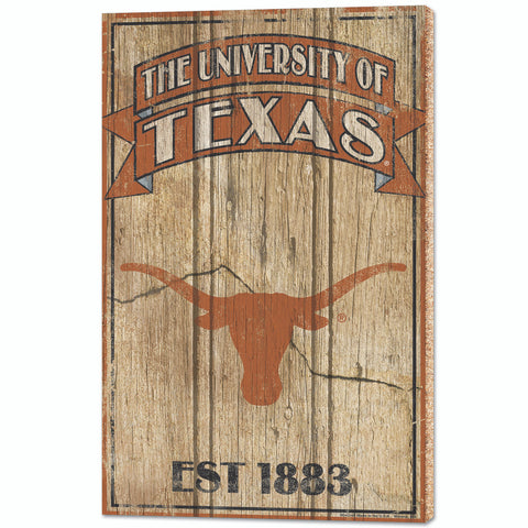 Texas Longhorns Sign 15x24 Wood Established
