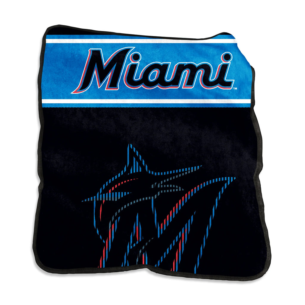 Miami Marlins Blanket 60x80 Raschel Throw