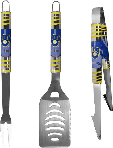 Milwaukee Brewers Utensil Set Grilling BBQ Stainless Steel 3 Piece CO
