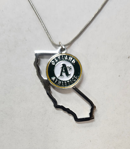 Oakland Athletics Necklace Chain with State Shape Charm CO