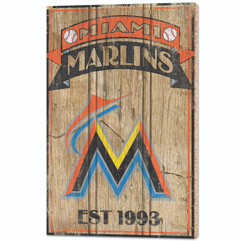 Miami Marlins Sign 15x24 Wood Established