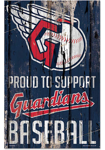 Cleveland Guardians Sign 11x17 Wood Proud to Support Design