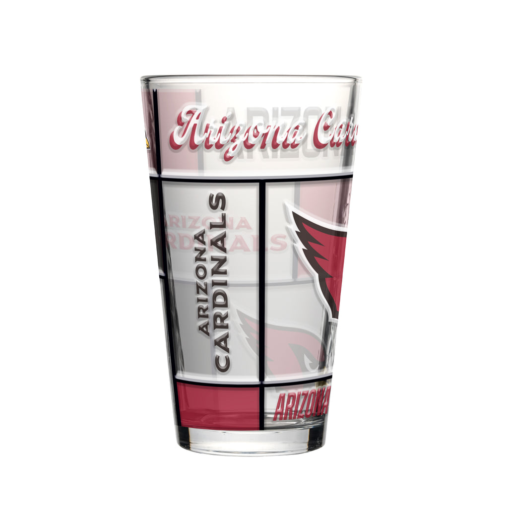 Arizona Cardinals Pint Glass 16oz Quilted Stained Boxed