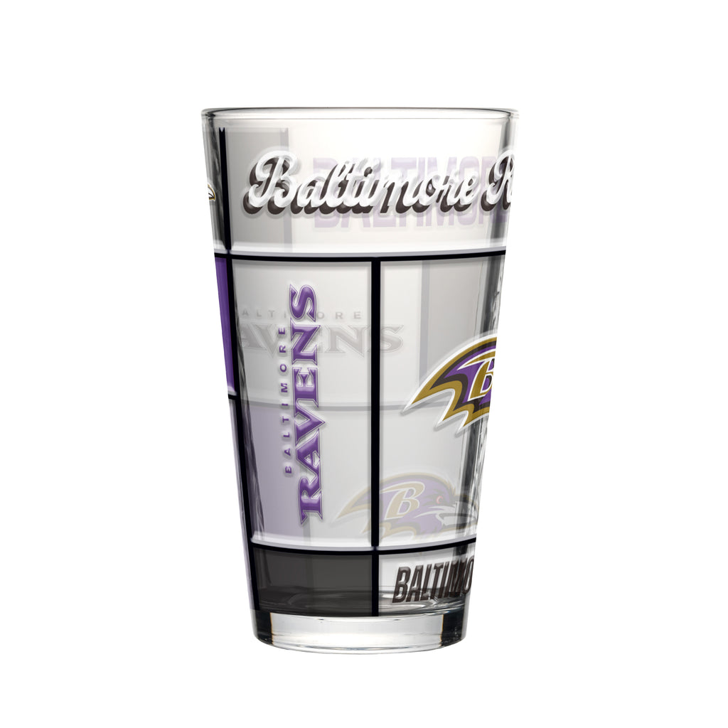 Baltimore Ravens Pint Glass 16oz Quilted Stained Boxed