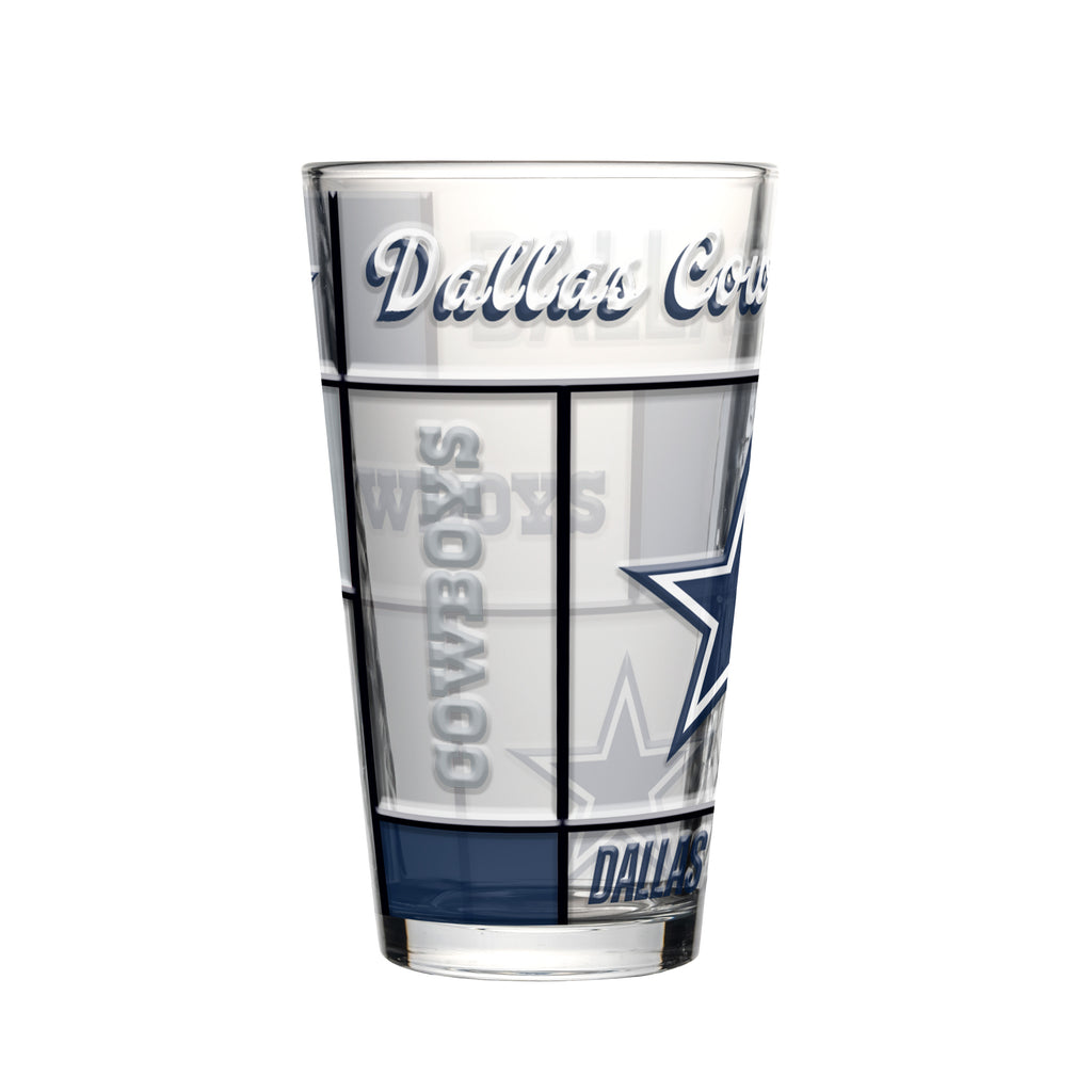 Dallas Cowboys Pint Glass 16oz Quilted Stained Boxed