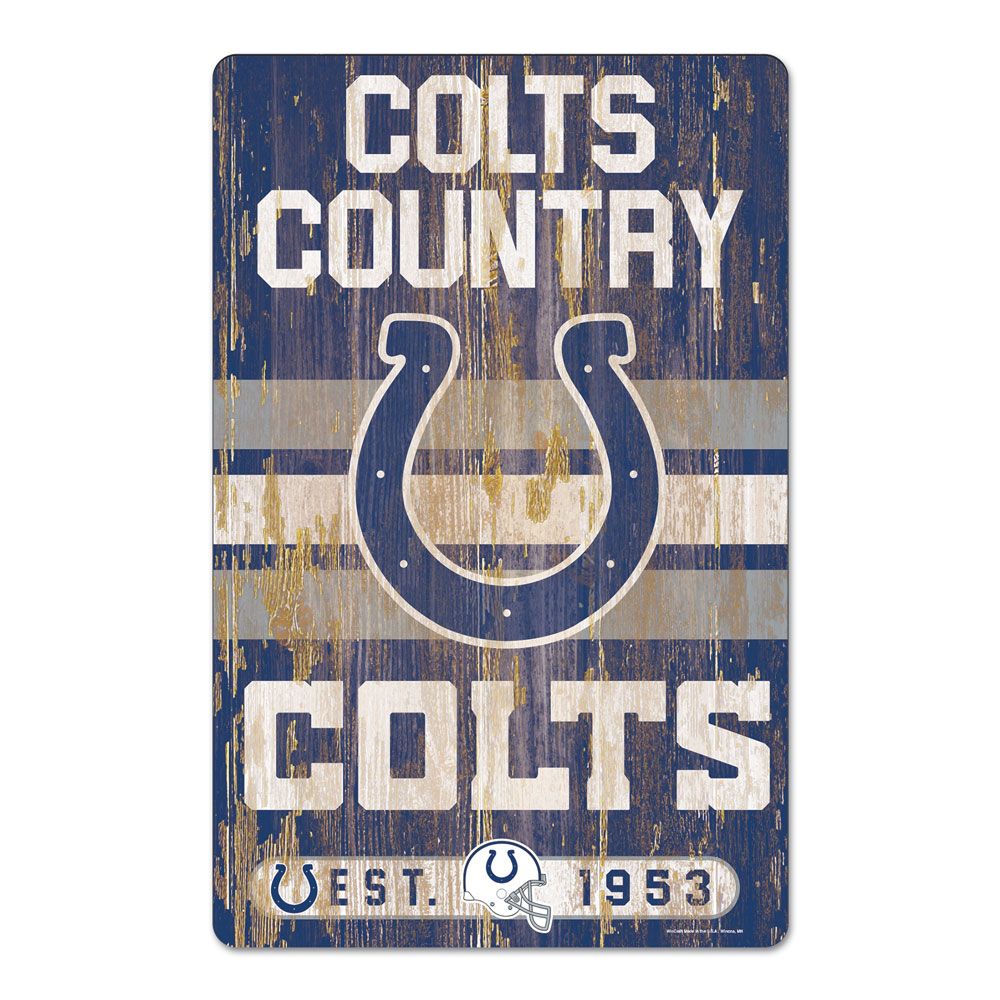 Indianapolis Colts Sign 11x17 Wood Slogan Design
