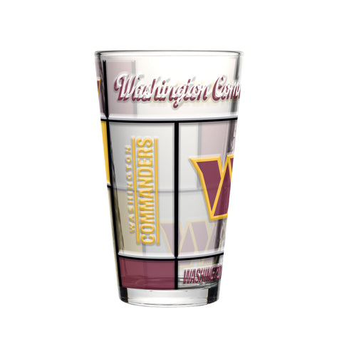 Washington Commanders Pint Glass 16oz Quilted Stained Boxed