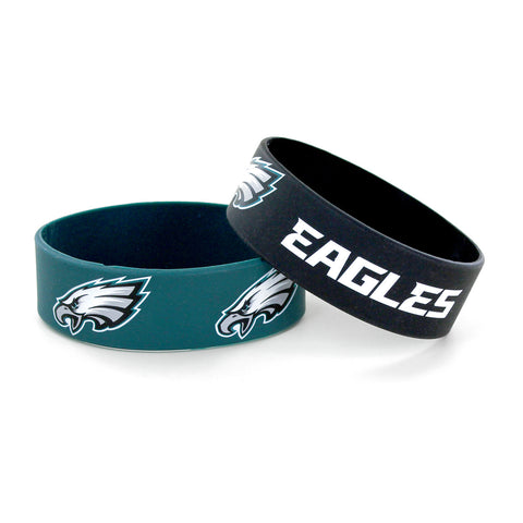 Philadelphia Eagles Bracelets 2 Pack Wide Green/Black