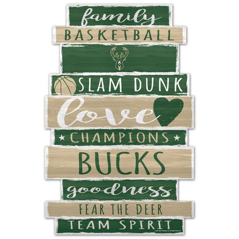 Milwaukee Bucks Sign 11x17 Wood Family Word
