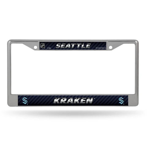 Seattle Kraken License Plate Frame Chrome Printed Insert