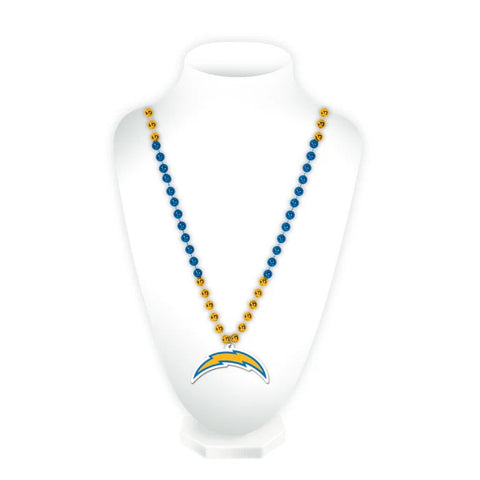 Los Angeles Chargers Beads with Medallion Mardi Gras Style