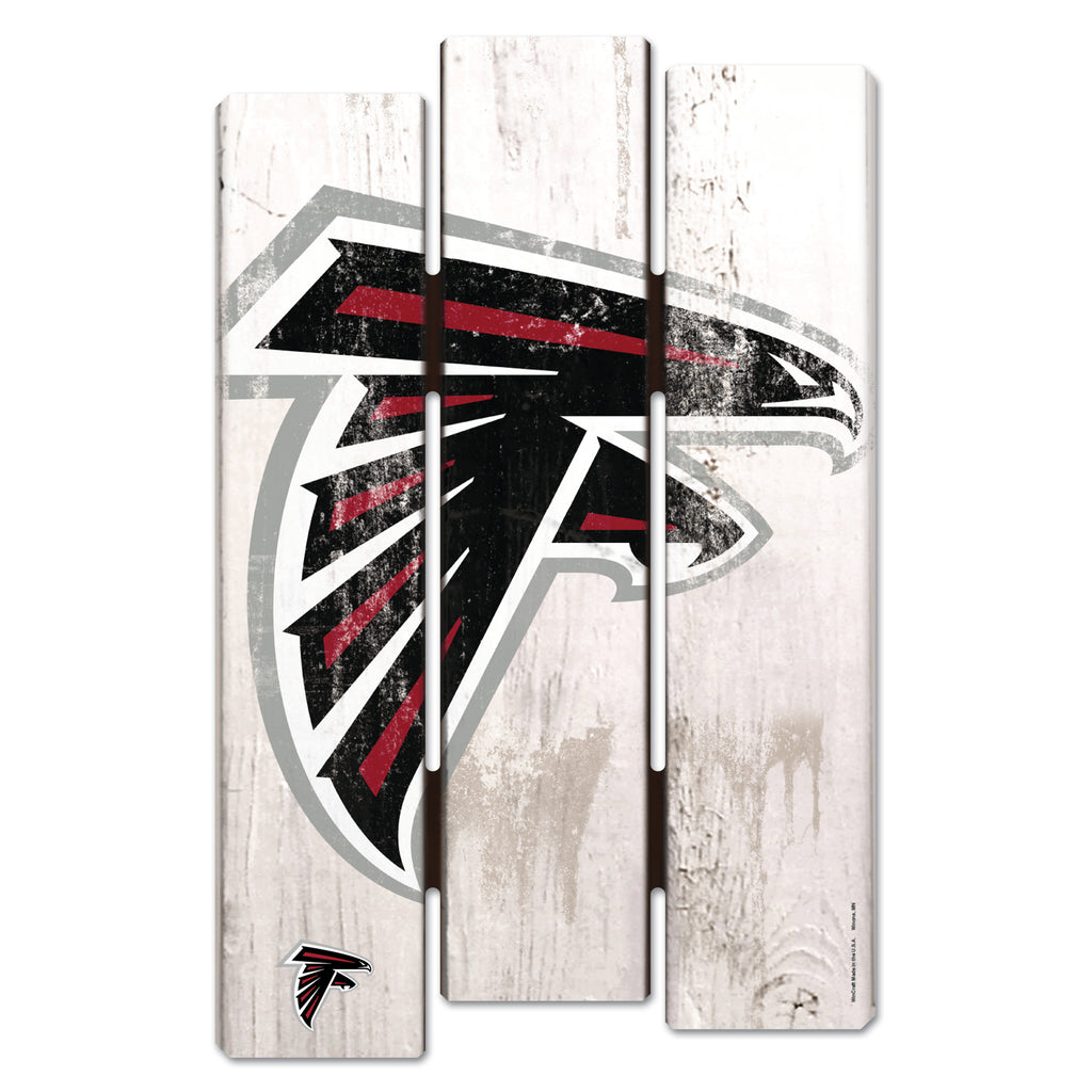 Atlanta Falcons Sign 11x17 Wood Fence Style White