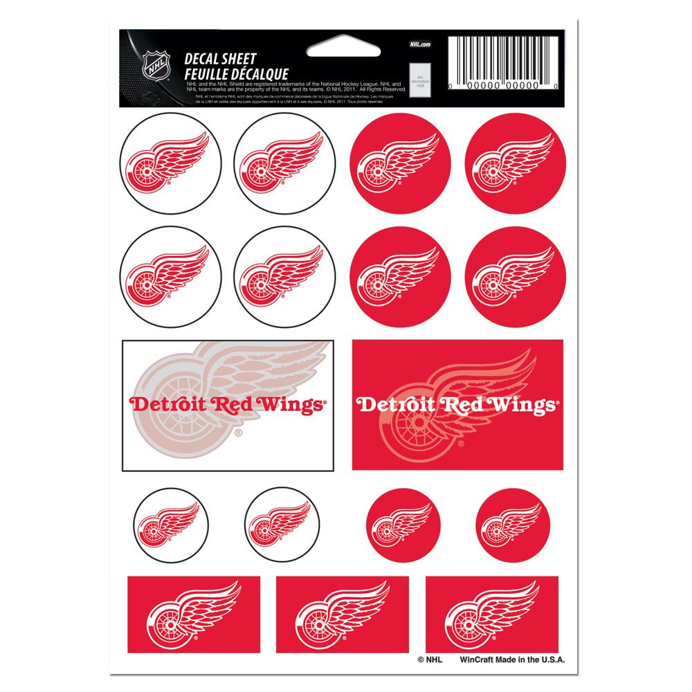 Detroit Red Wings Decal Sheet 5x7 Vinyl