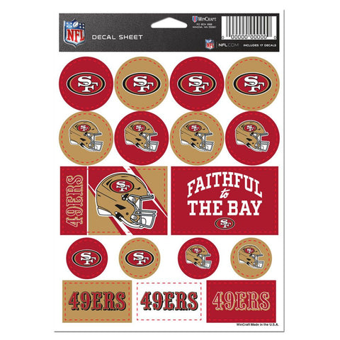 San Francisco 49ers Decal Sheet 5x7 Vinyl