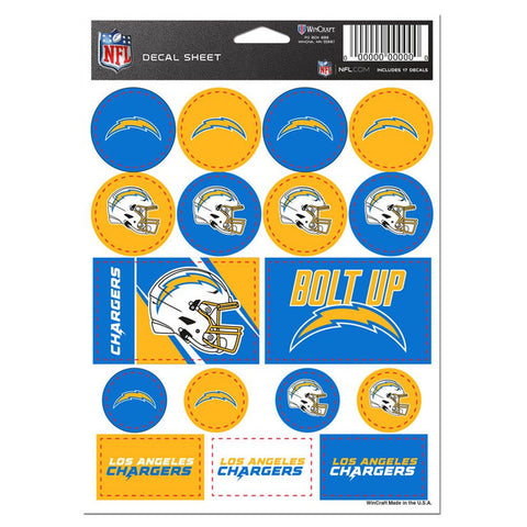 Los Angeles Chargers Decal Sheet 5x7 Vinyl