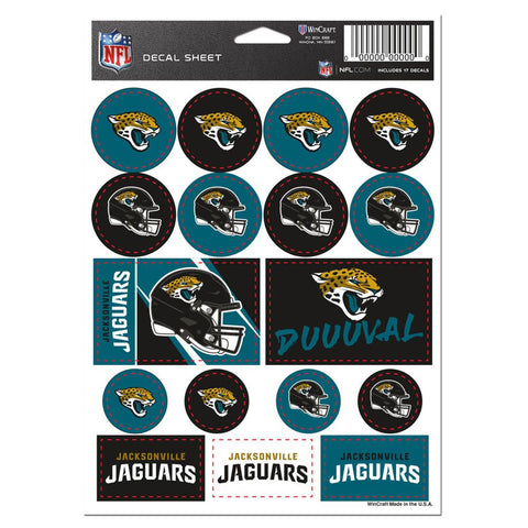 Jacksonville Jaguars Decal Sheet 5x7 Vinyl