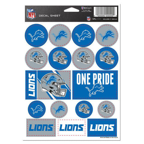 Detroit Lions Decal Sheet 5x7 Vinyl