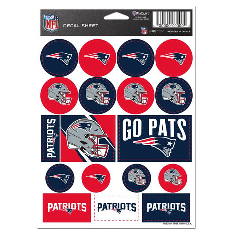 New England Patriots Decal Sheet 5x7 Vinyl