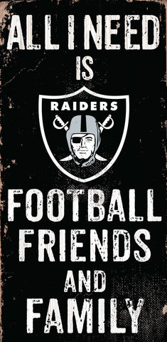 Las Vegas Raiders Sign Wood 6x12 Football Friends and Family Design Color