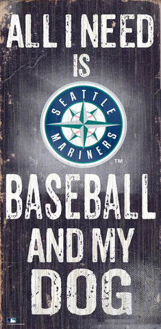 Seattle Mariners Sign Wood 6x12 Baseball and Dog Design Special Order