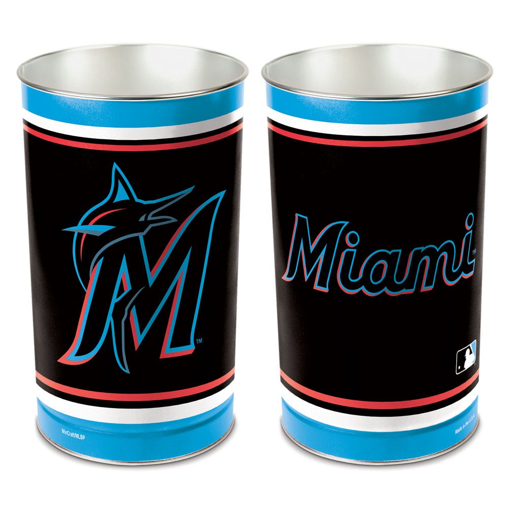 Miami Marlins Wastebasket 15 Inch - Periodic Restock