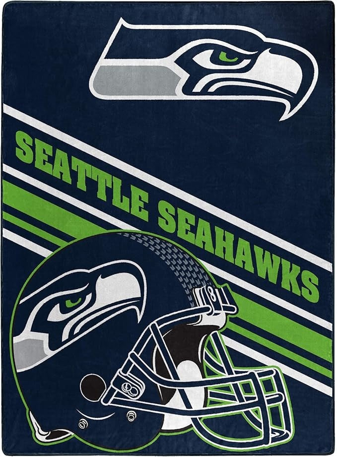 Seattle Seahawks Blanket 60x80 Raschel Slant Design