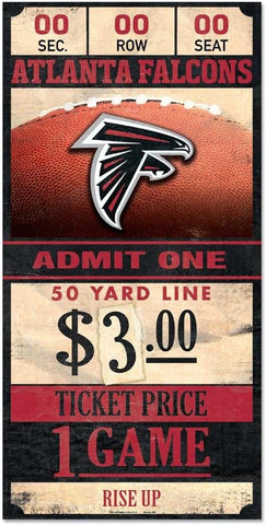 Atlanta Falcons Sign 6x12 Wood Ticket