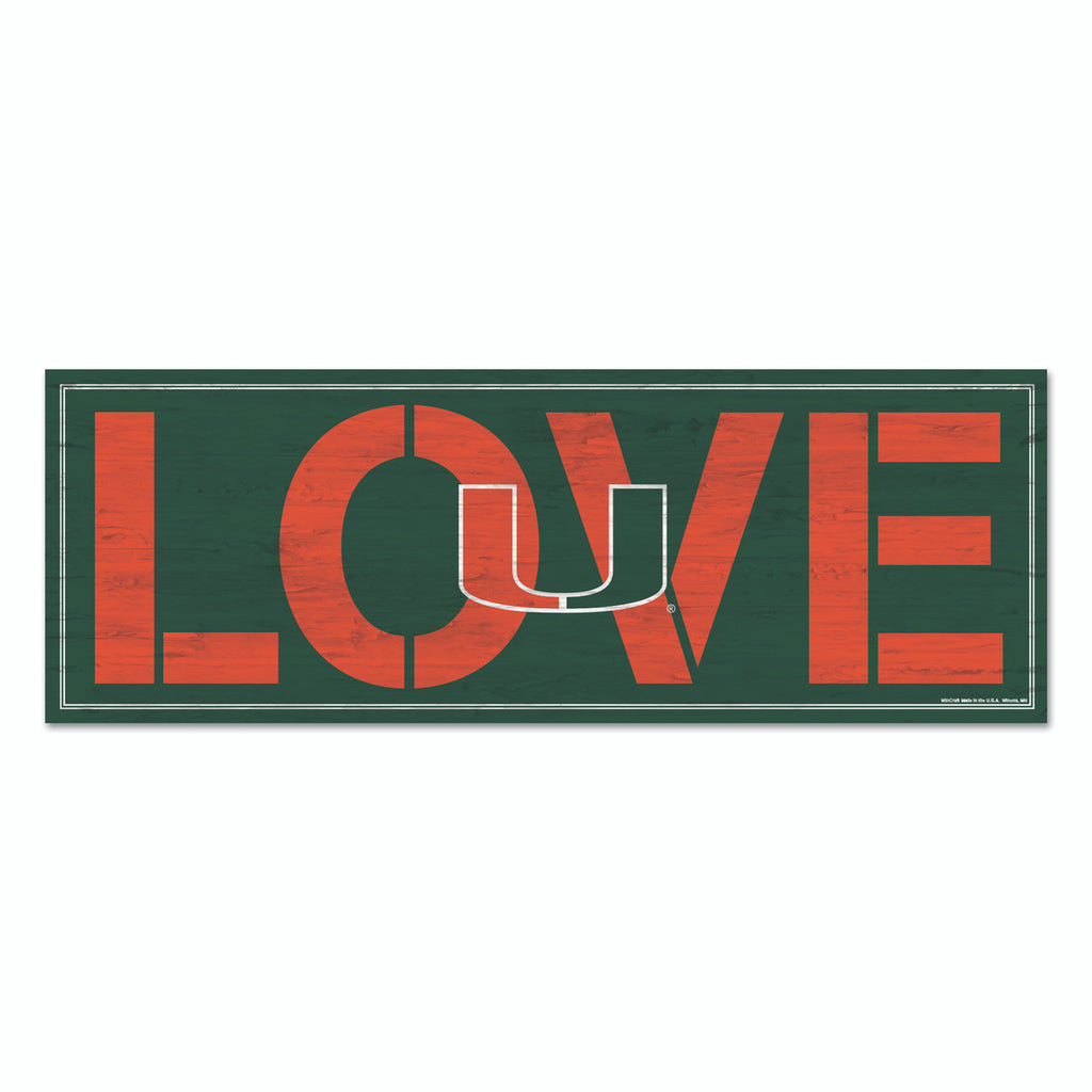 Miami Hurricanes Sign 8x23 Wood Love