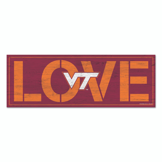 Virginia Tech Hokies Sign 8x23 Wood Love