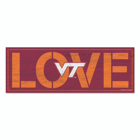 Virginia Tech Hokies Sign 8x23 Wood Love