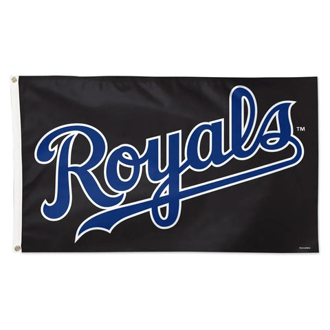 Kansas City Royals Flag 3x5 Deluxe Style Black - Special Order