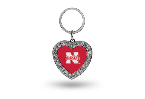 Nebraska Cornhuskers Keychain Rhinestone Heart CO