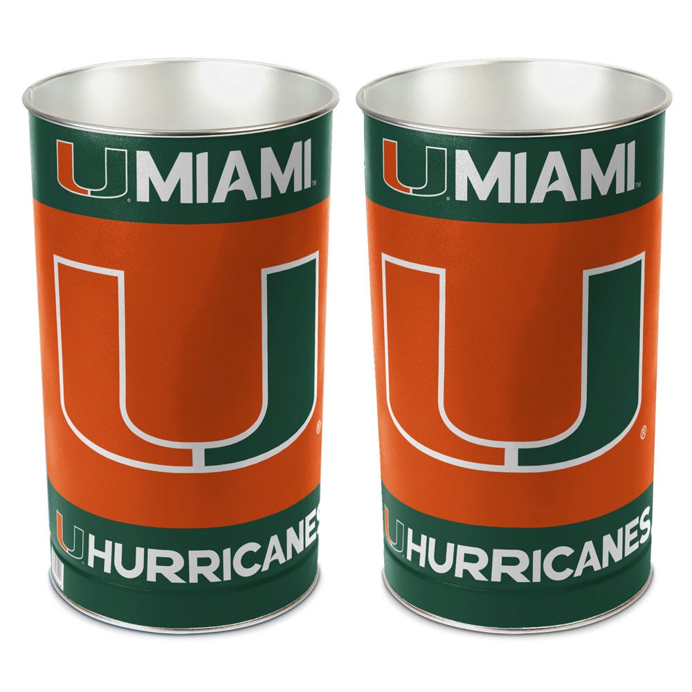 Miami Hurricanes Wastebasket 15 Inch