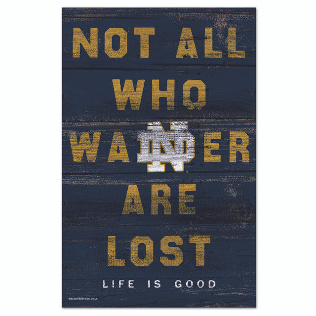 Notre Dame Fighting Irish Sign 11x17 Wood Life Is Good