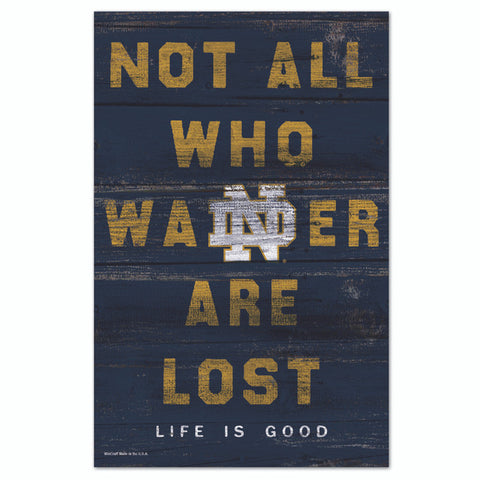 Notre Dame Fighting Irish Sign 11x17 Wood Life Is Good