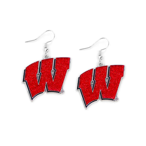 Wisconsin Badgers Earrings Glitter Dazzle