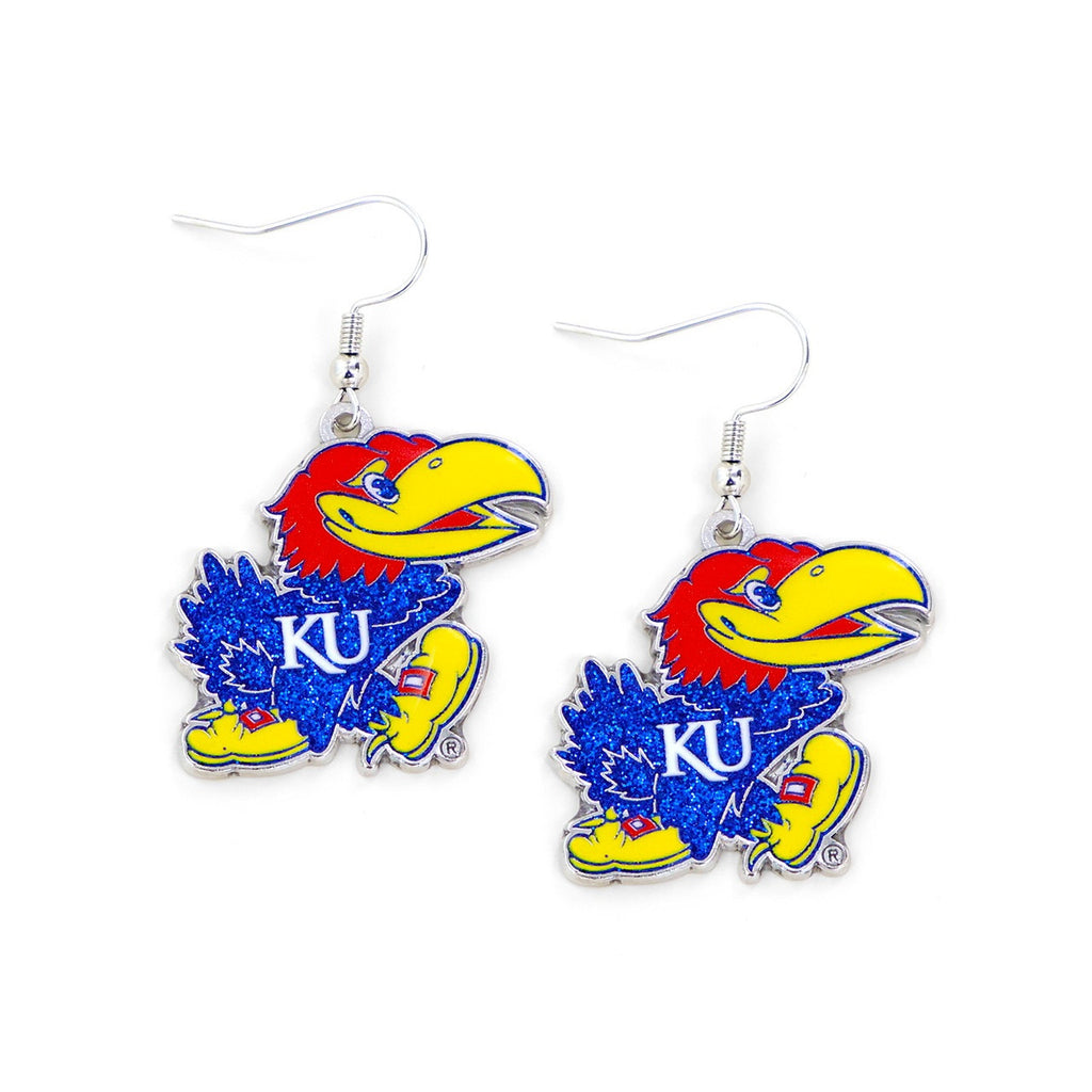 Kansas Jayhawks Earrings Glitter Dazzle