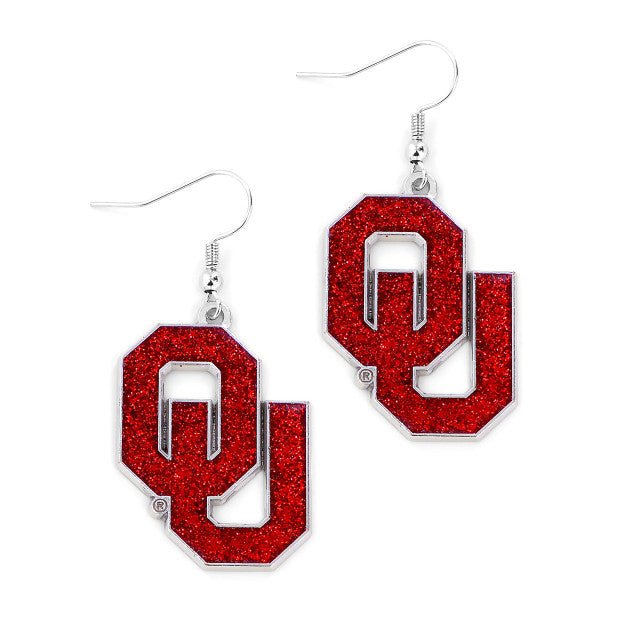Oklahoma Sooners Earrings Glitter Dazzle