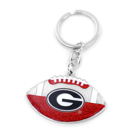Georgia Bulldogs Keychain Football Glitter