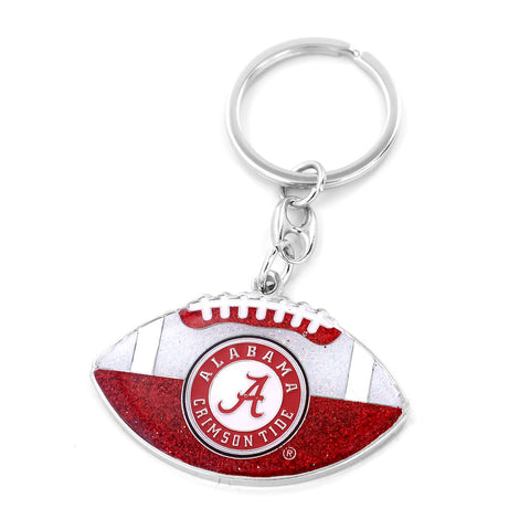 Alabama Crimson Tide Keychain Football Glitter