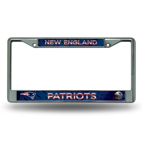 New England Patriots License Plate Frame Chrome Printed Insert - Special Order