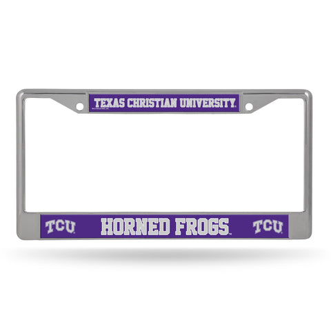 TCU Horned Frogs License Plate Frame Chrome Printed Insert Special Order