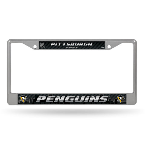 Pittsburgh Penguins License Plate Frame Chrome Printed Insert