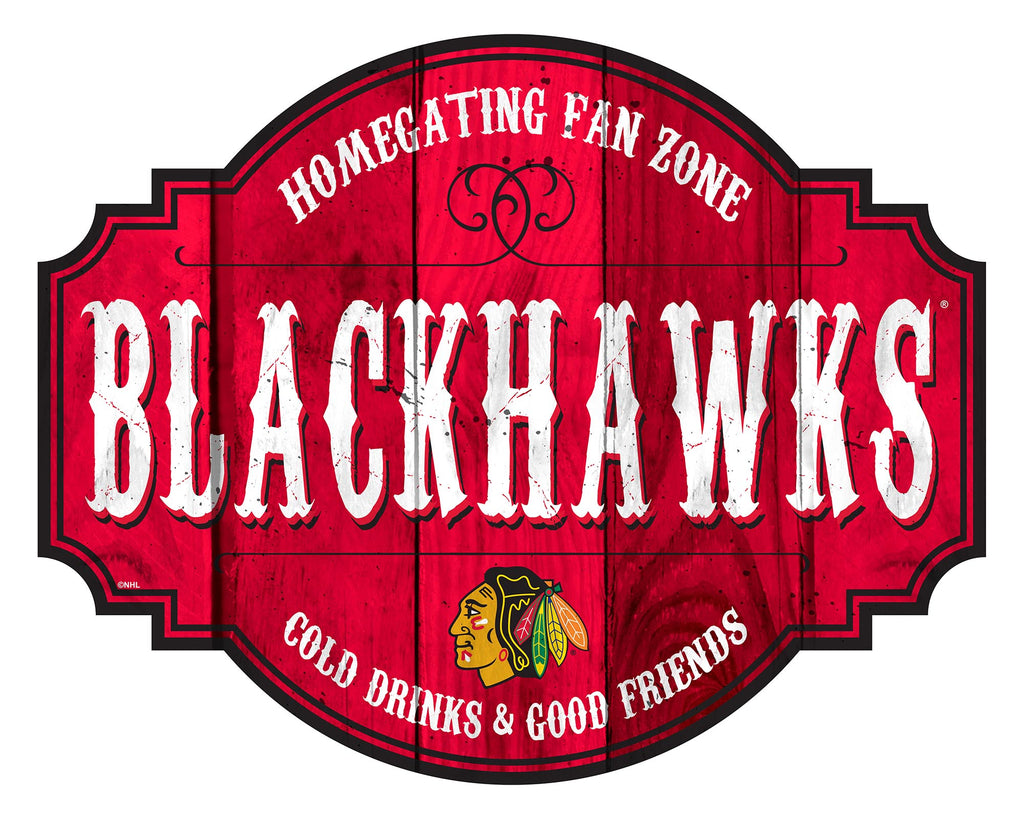 Chicago Blackhawks Sign Wood 12 Inch Homegating Tavern - Special Order