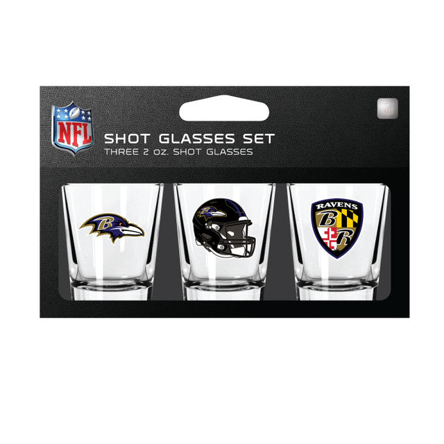 Baltimore Ravens Shot Glass Set 3 Pack